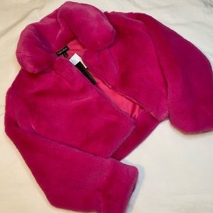Pink Faux Fur Cropped Jacket